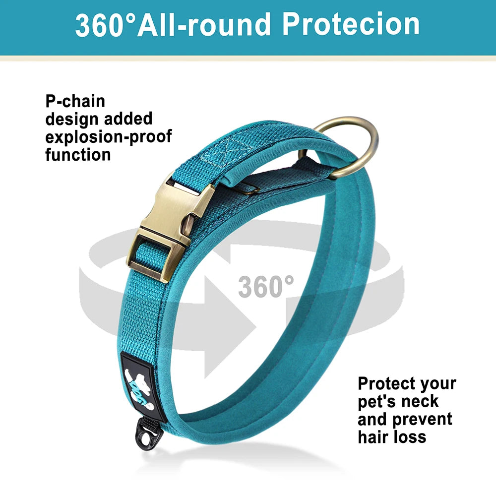 Soft Padded Dog Collar - Adjustable Nylon Pet Collar for Dogs Blue