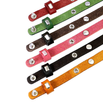 Personalized Leather Cat Collar with Bell - Custom Engraved Pet ID