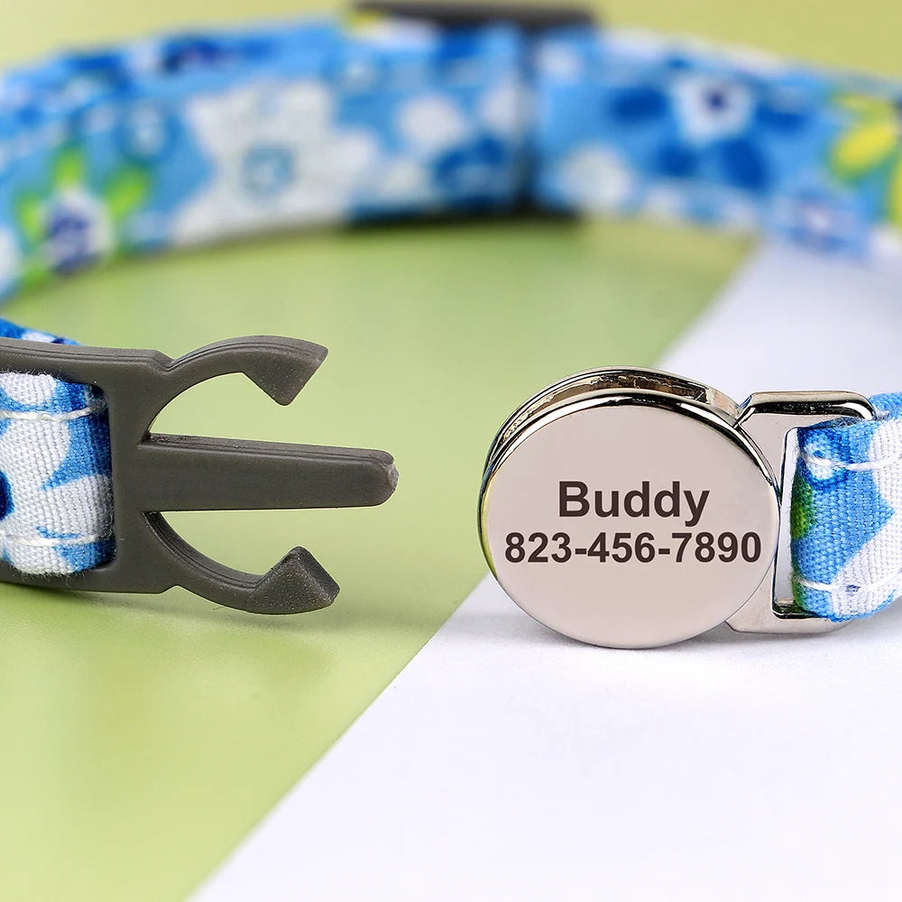 Personalized Cat Collar with Bell - Custom Engraved Breakaway