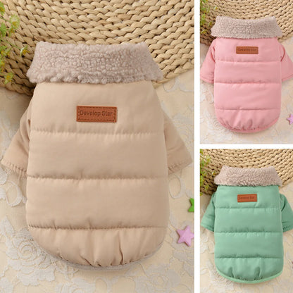 Warm Winter Dog Jacket with Fur Collar - Thick Outdoor Coat