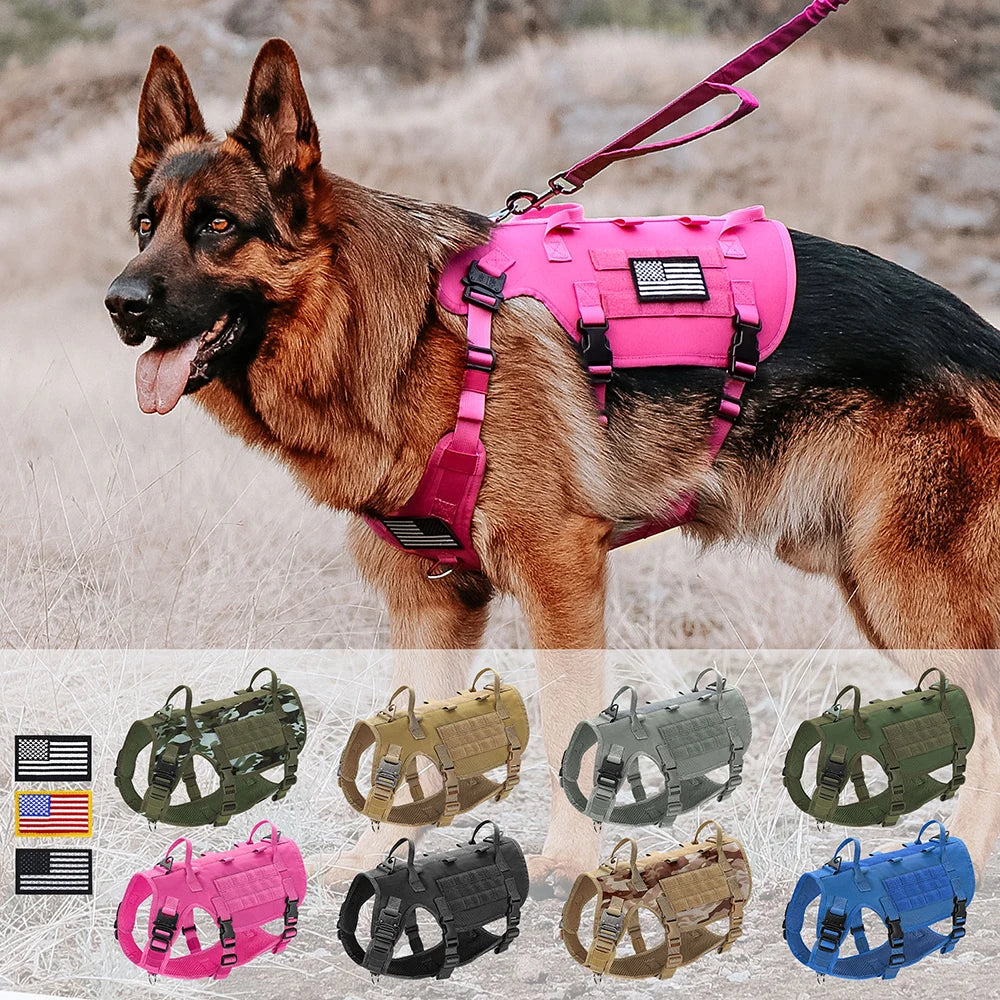Tactical Dog Harness Military Vest Medium Large Dogs - Durable Nylon