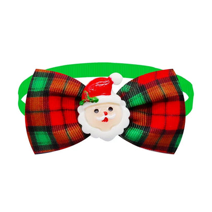 Christmas Dog Bowties Set - 30 Festive Plaid Bow Ties for Dogs