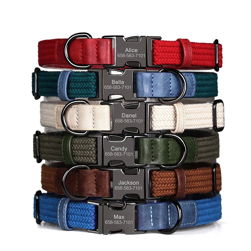 Custom Engraved Dog Collar - Durable Nylon Pet ID Collar