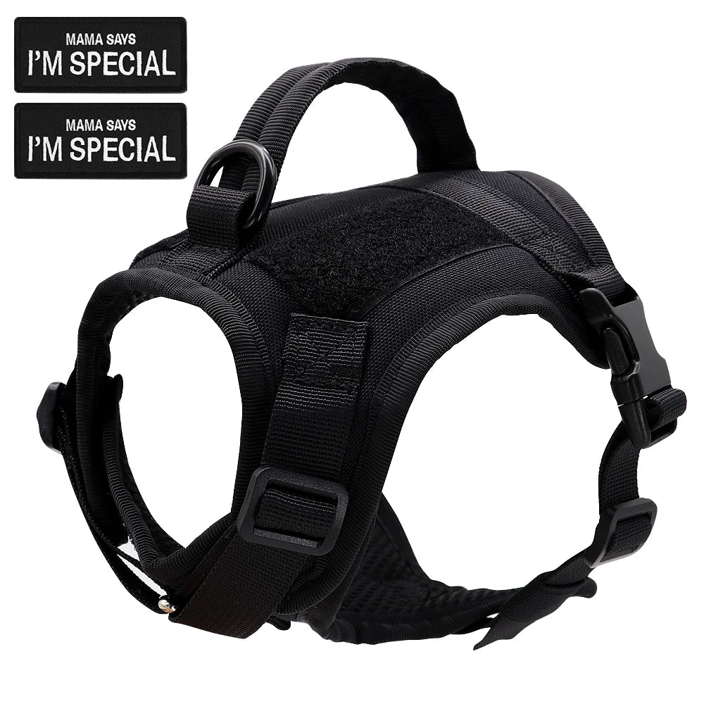 Tactical Cat Harness Vest with Handle - Military Style Nylon Black Free Size
