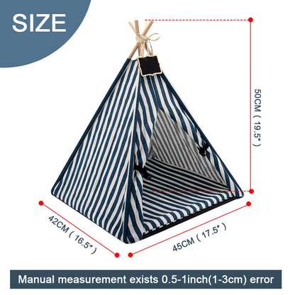 Cat Teepee Tent Bed - Cozy Indoor Pet House with Cushion