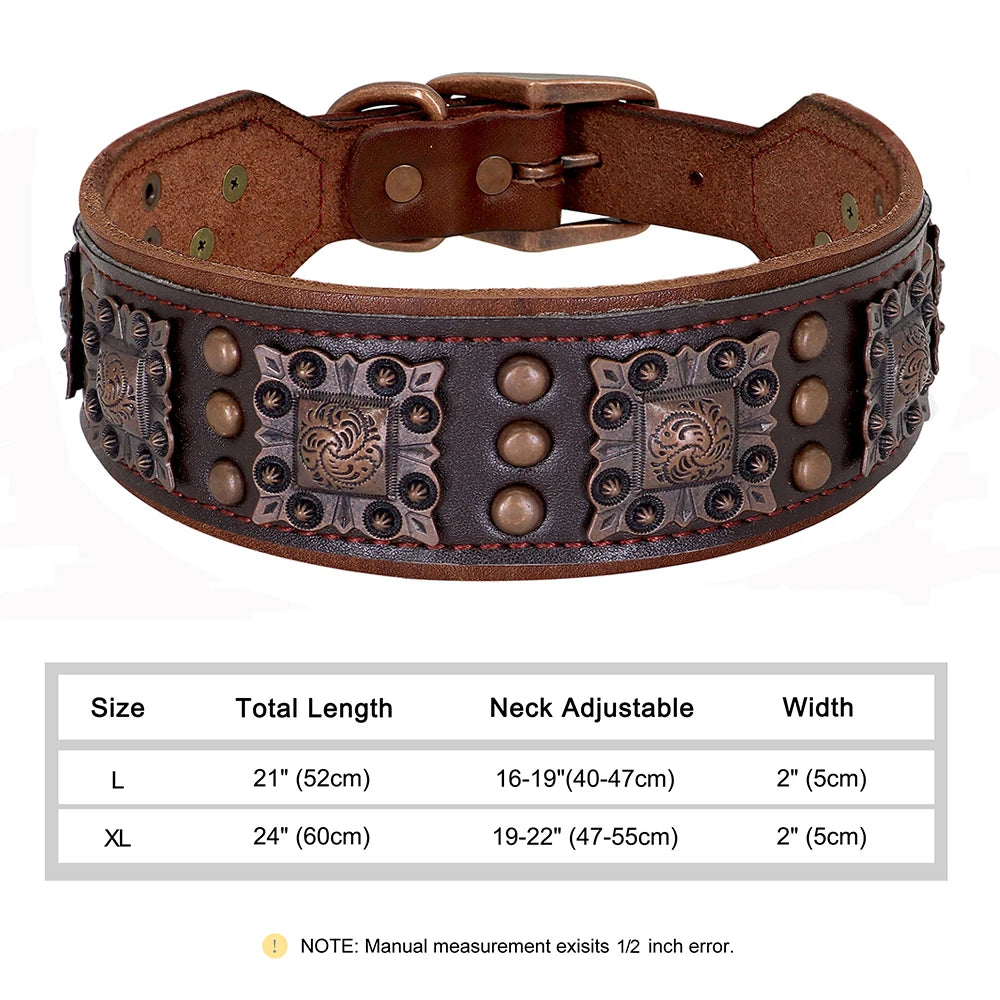 2 Inch Wide Spiked Leather Dog Collar for Large Dogs 114 Black