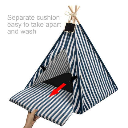 Cat Teepee Tent Bed - Cozy Indoor Pet House with Cushion