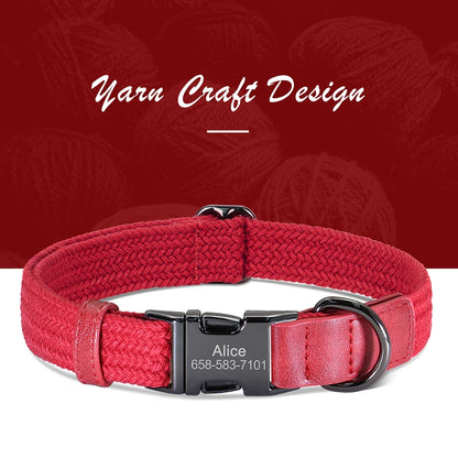 Custom Engraved Dog Collar - Durable Nylon Pet ID Collar Red