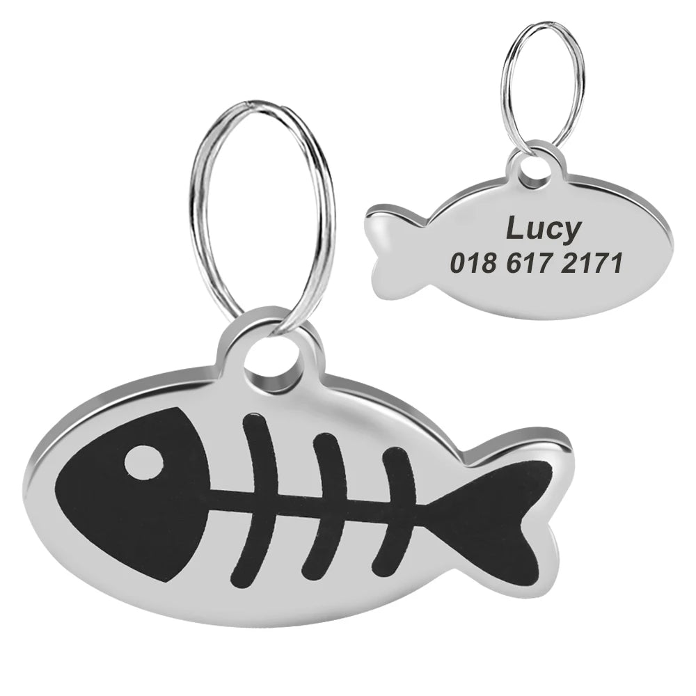 Personalized Cat Dog ID Tag - Engraved Nameplate for Collar