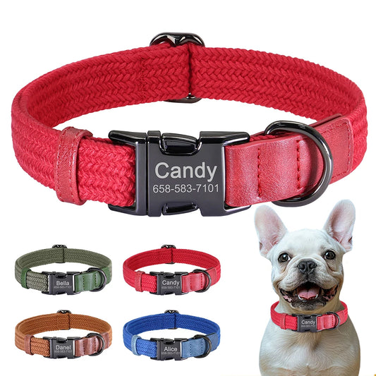 Custom Dog Collar with Name - Adjustable Nylon Pet Collar
