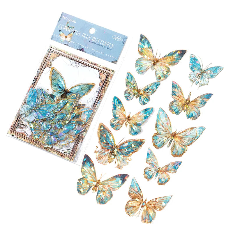 Butterfly Stickers 20pcs - Transparent PET Scrapbook Journaling A