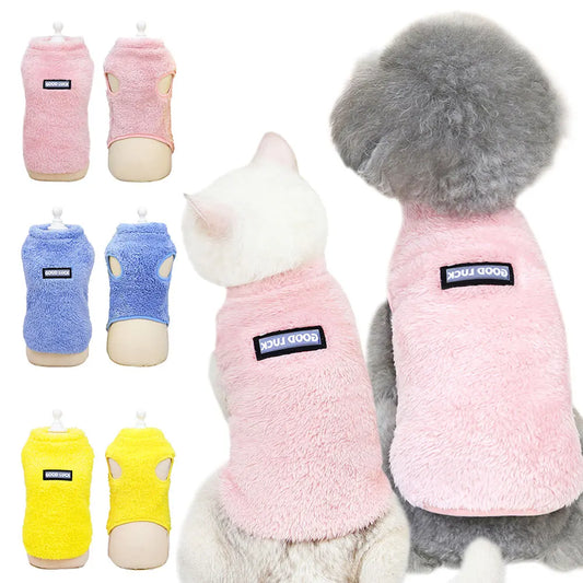 Warm Fleece Dog Cat Clothes - Winter Jacket Vest for Small Dogs