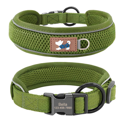 Personalized Dog Collar Breathable Mesh Custom Engraved Pet ID