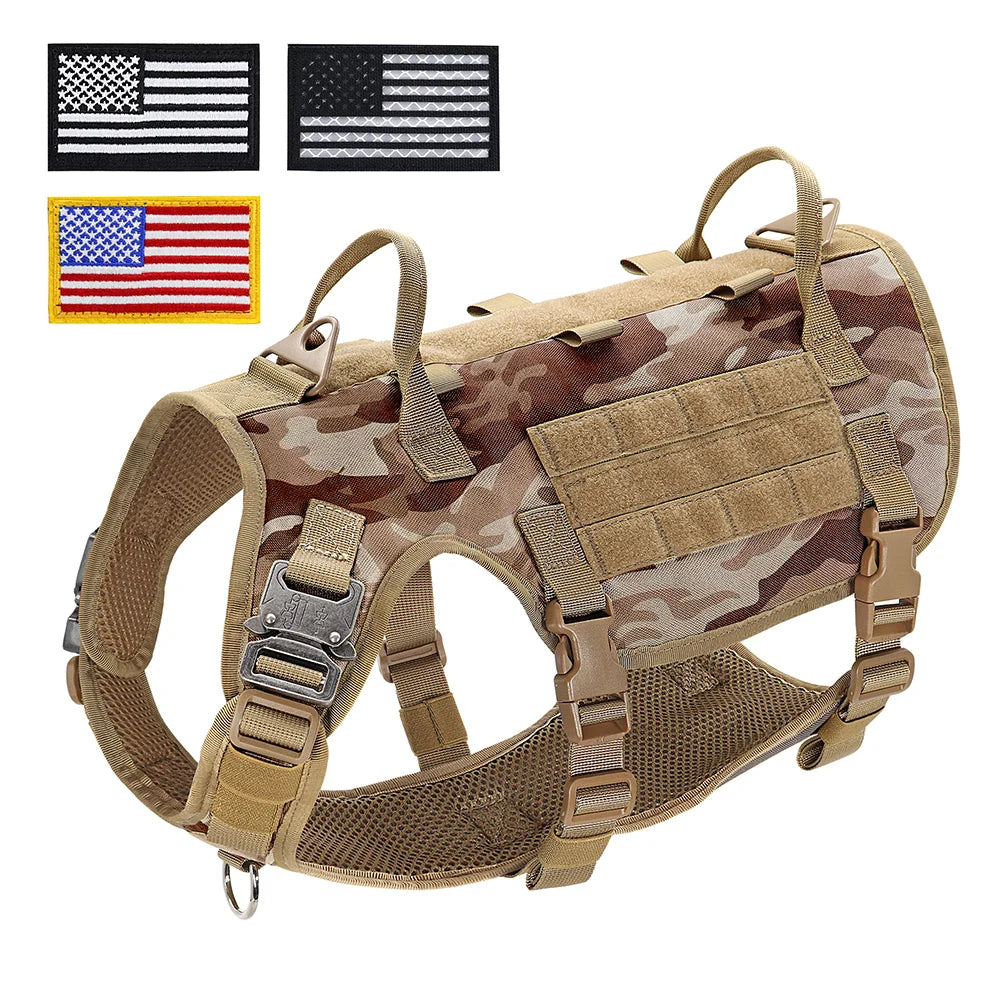 Tactical Dog Harness Military Vest Medium Large Dogs - Durable Nylon BRCA--US