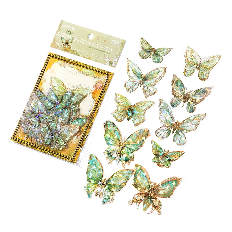 Butterfly Stickers 20pcs - Transparent PET Scrapbook Journaling D