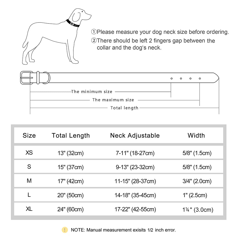 Personalized PU Leather Dog Collar with Free Engraving - Soft Padded