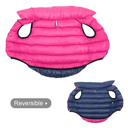 Waterproof Dog Winter Jacket Reversible - 3 Layer Warm Vest Coat