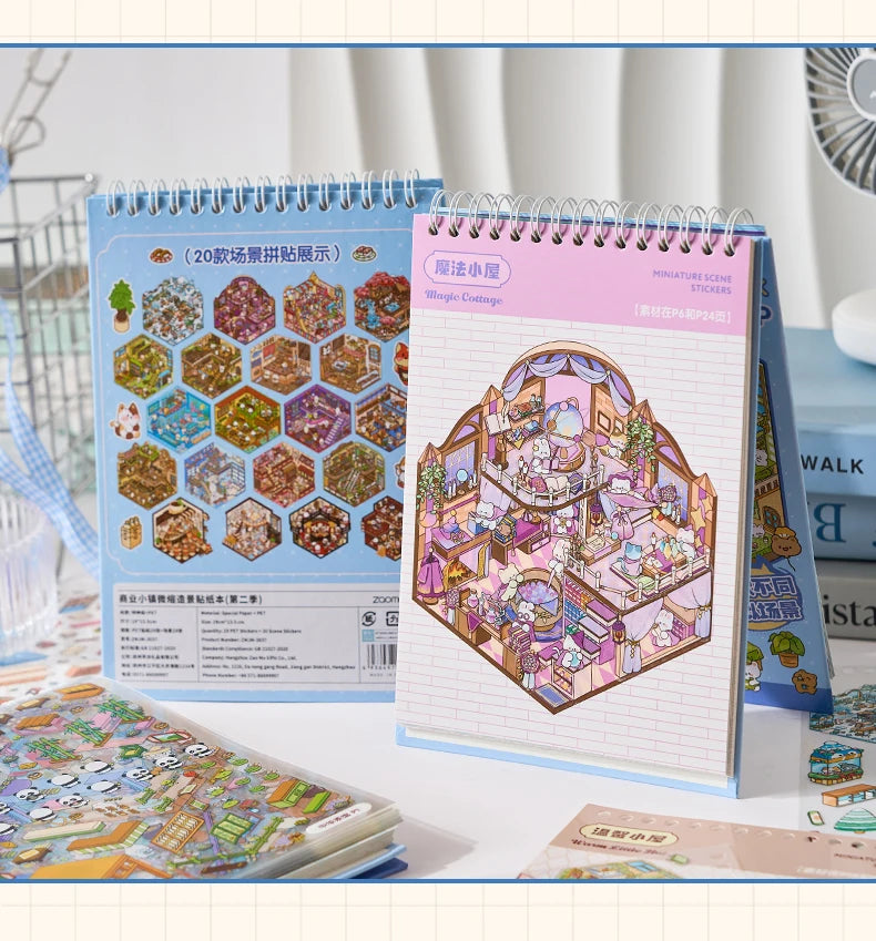 3D Landscape Stickers Pack - 20 Sheets Scene Sticker Book