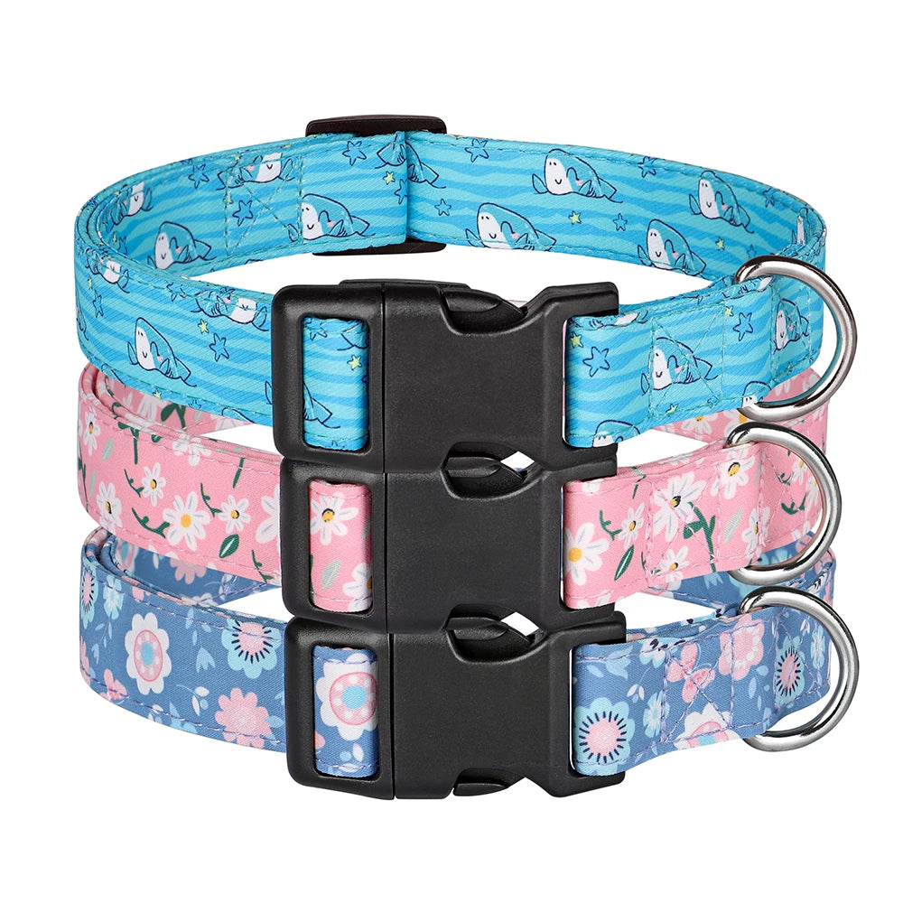 Adjustable Nylon Dog Collar - Cute Spring Summer Pet Necklace