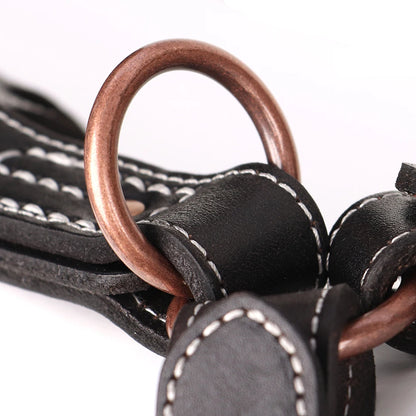 Genuine Leather Dog Harness Large Dogs - Durable Training Vest Metal