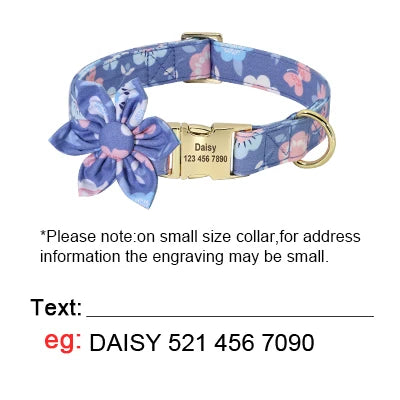 Custom Dog Collar Harness Set - Personalized Floral Pet Kit