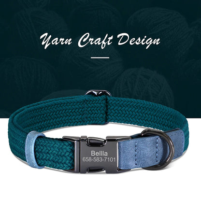 Custom Engraved Dog Collar - Durable Nylon Pet ID Collar DBlue