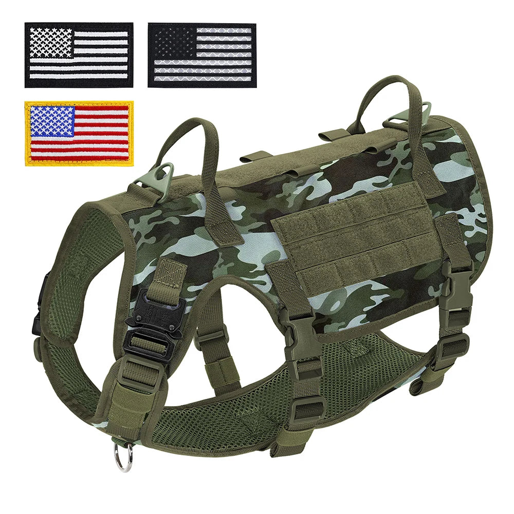 Tactical Dog Harness Military Vest Medium Large Dogs - Durable Nylon GNCA--US